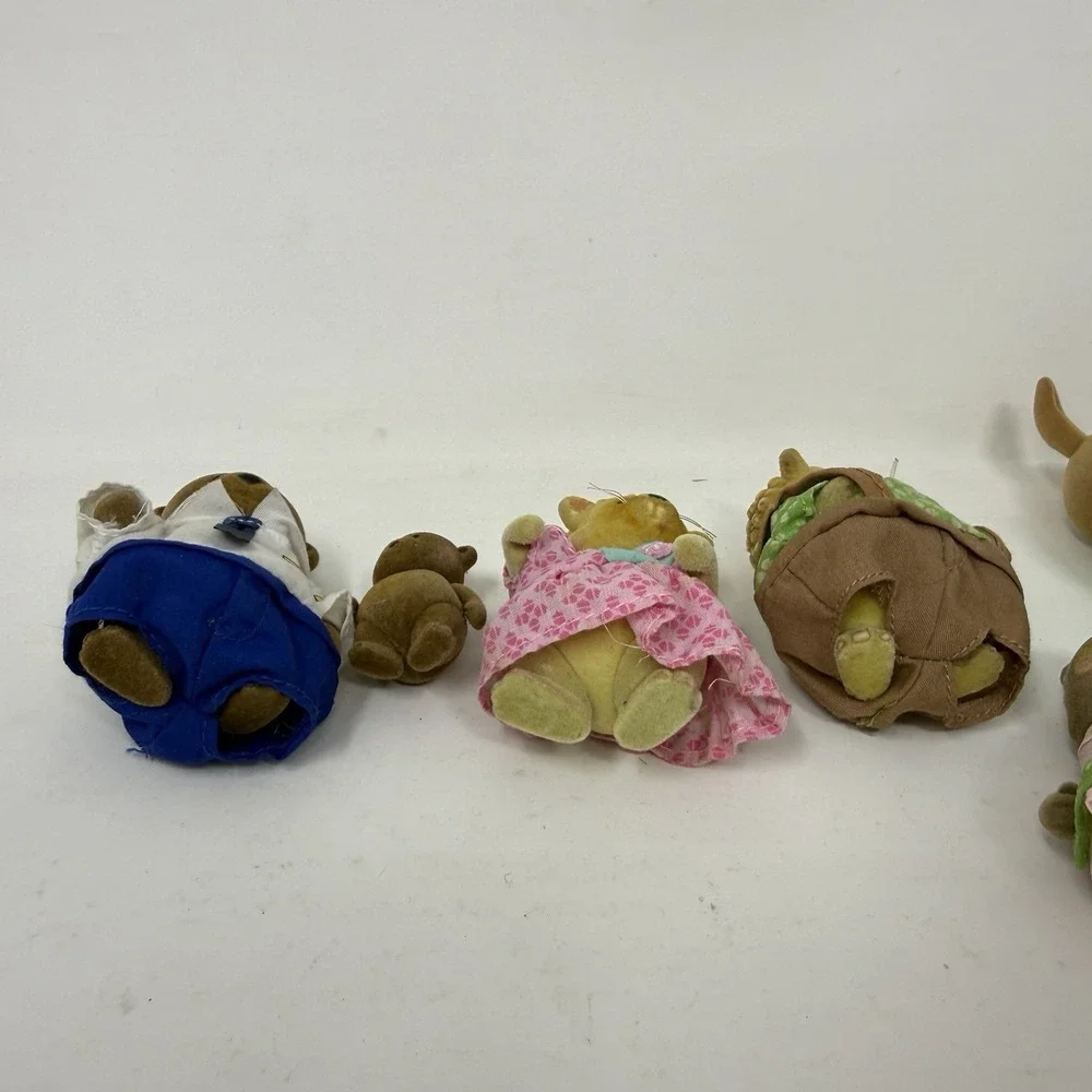 Lil Woodzeez Family Dolls Animal Figures - Bear Owl Bunny Hedgehog Lot Of 7
